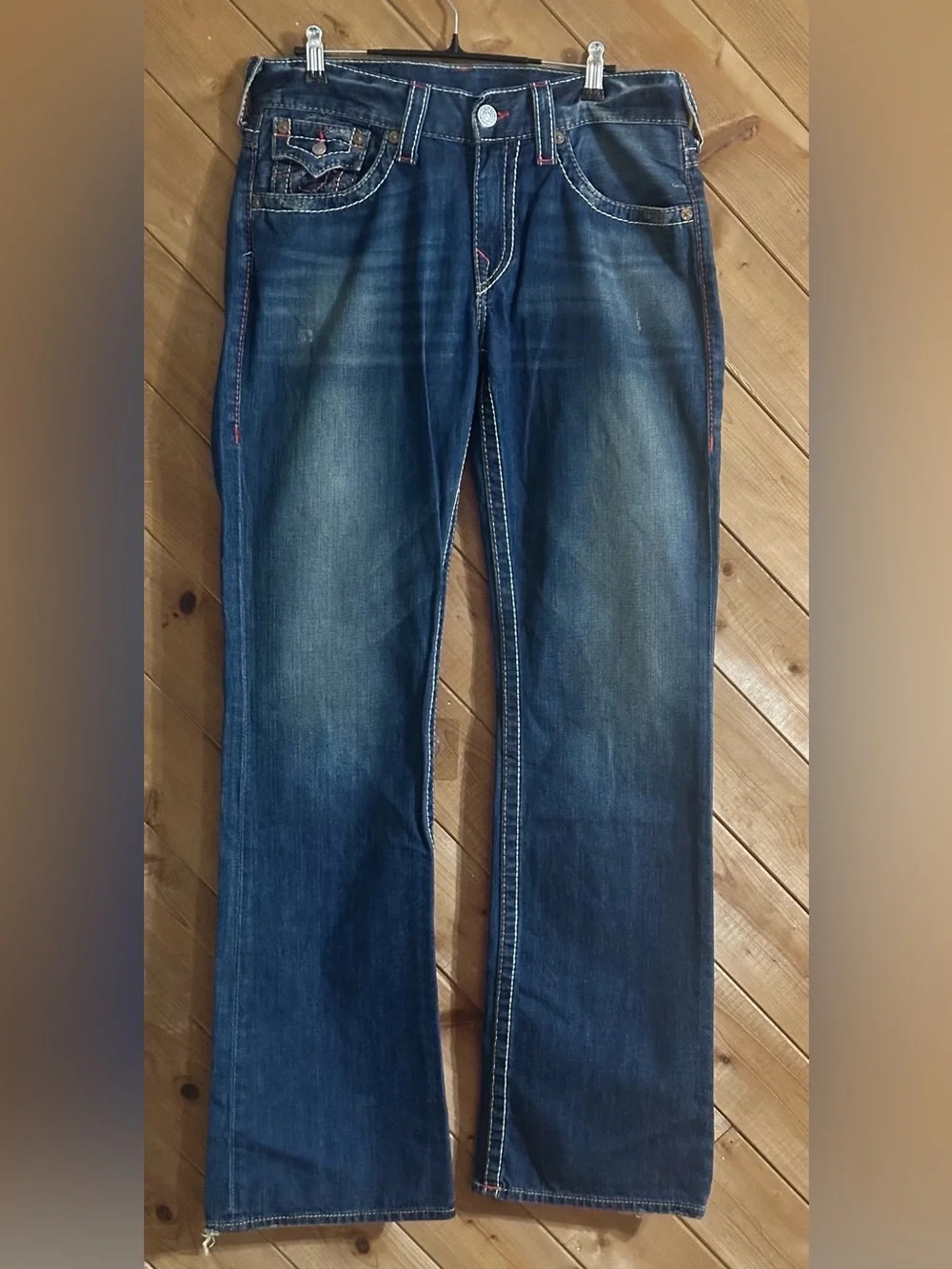 True Religion Dark Blue Bootcut Jeans with Faded Wash 31/34